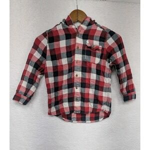 Carhartt Red‎ Black White Plaid Button Up Hoodie Toddler Size 7